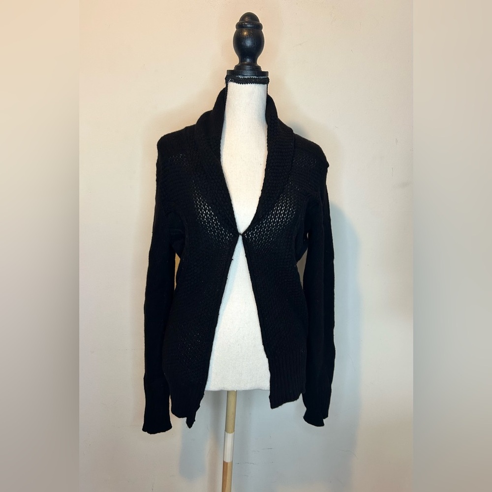 Vintage Fuzzi Black Knit Cardigan - Size XL - 100% Virgin Wool. Made in Italy